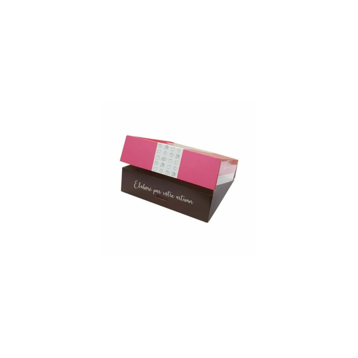 Boîte pâtissière 18 x 18 x 8 cm décor AURIOS - par 50