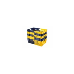 Caisse ajourée gerbable PEHD bleu et jaune 47L - 60 x 40 x 24,5 cm