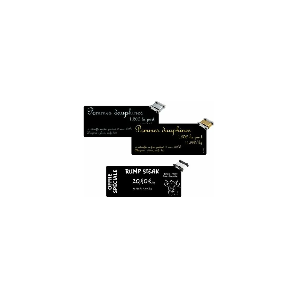 Cartes longues PVC noires Edikio Flex 5 x 12 cm - par 500