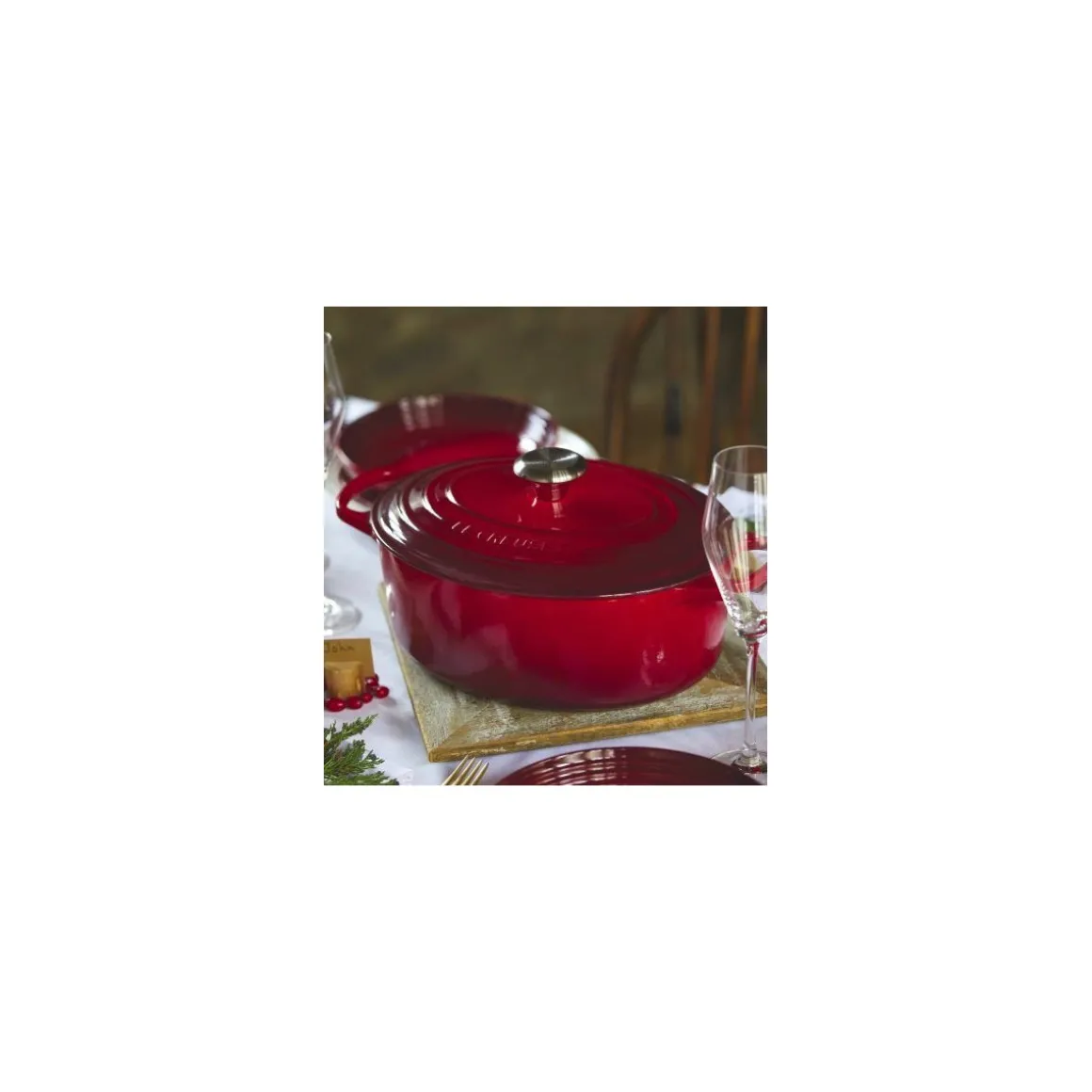 Cocotte fonte signature ovale cerise Le Creuset ø 40 cm