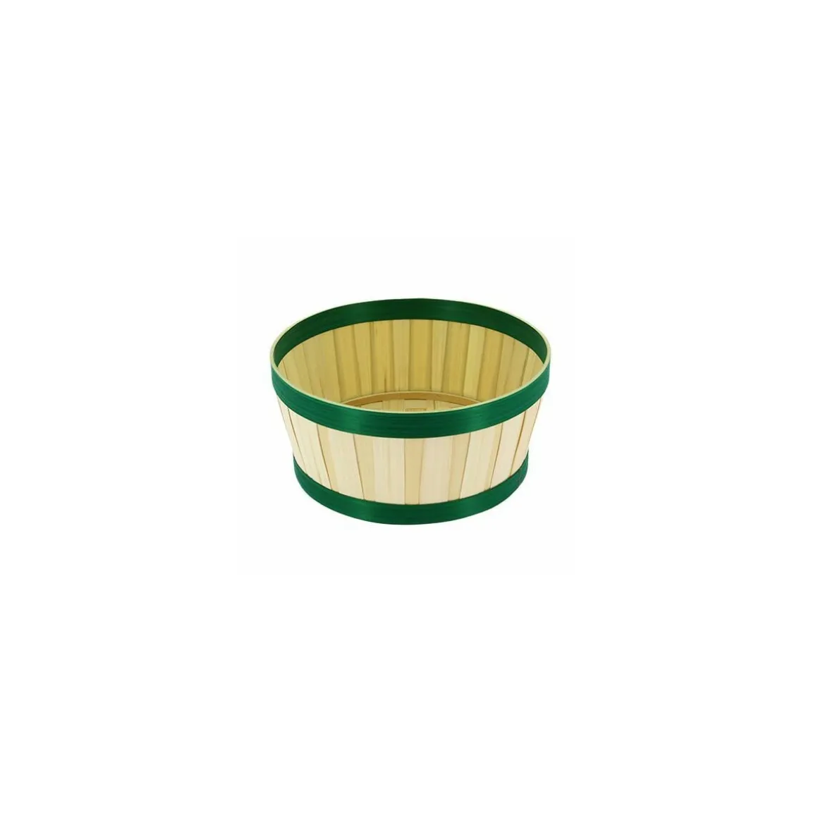 Corbeille ronde bambou bordure verte ø 22 x 10 cm - par 20
