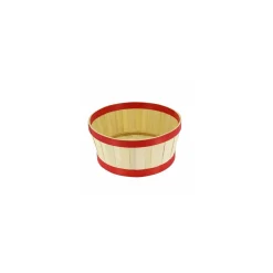 Corbeille ronde bambou bordure rouge ø 22 x 10 cm - par 20