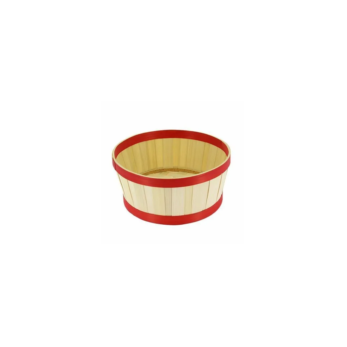 Corbeille ronde bambou bordure rouge ø 22 x 10 cm - par 20