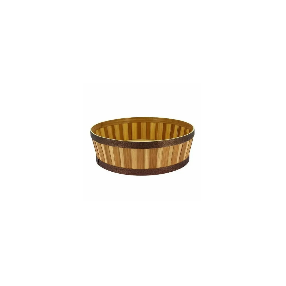 Corbeille ronde bambou bordure paillette marron ø 32 x 10 cm - par 20