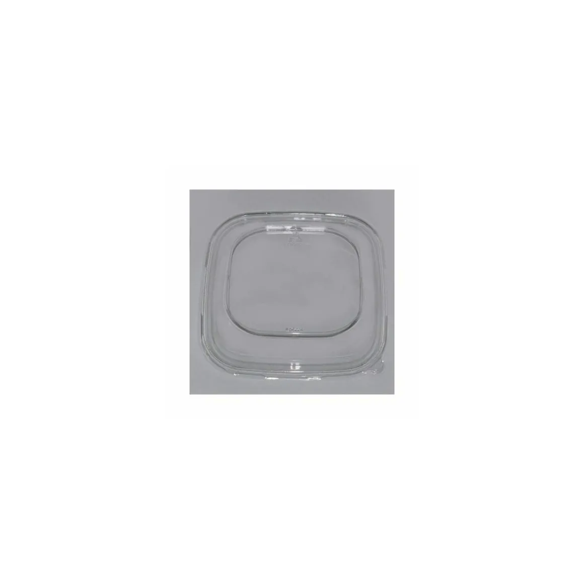Couvercle plastique transparent pour saladier carré biseauté pulpe de canne 750 ml - par 50