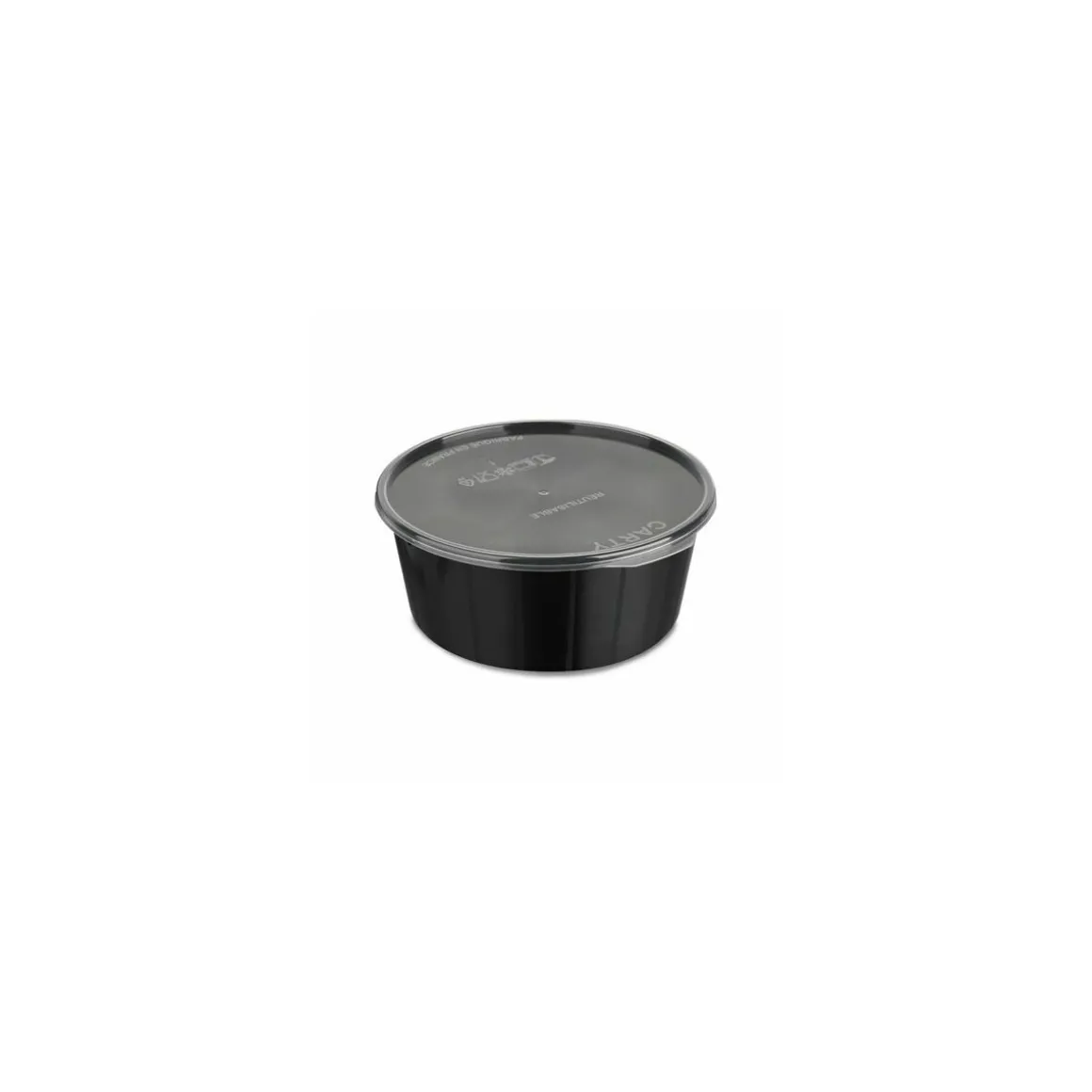 Couvercle plastique transparent pour boîte ronde plastique noire 750 ml - par 250