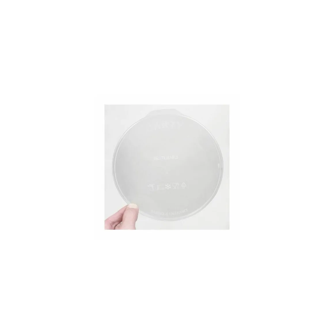 Couvercle plastique transparent pour boîte ronde plastique noire 1150 ml - par 200