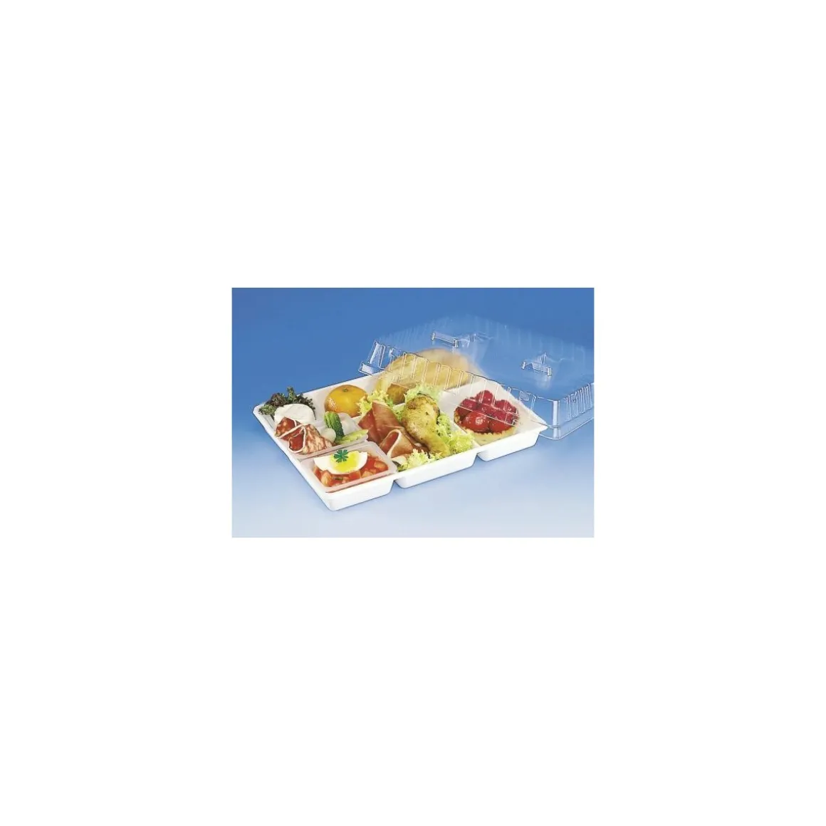 Couvercle polystyrène pour plateau repas 5 compartiments - par 200