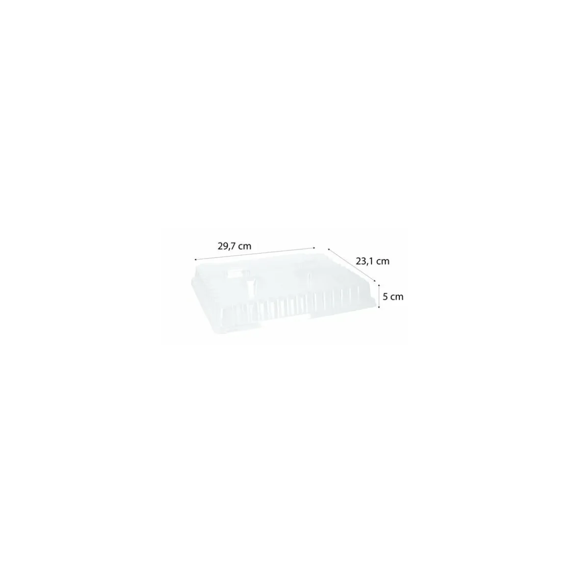 Couvercle transparent PLA pour plateau repas 5 compartiments 29 x 22,4 cm - par 50