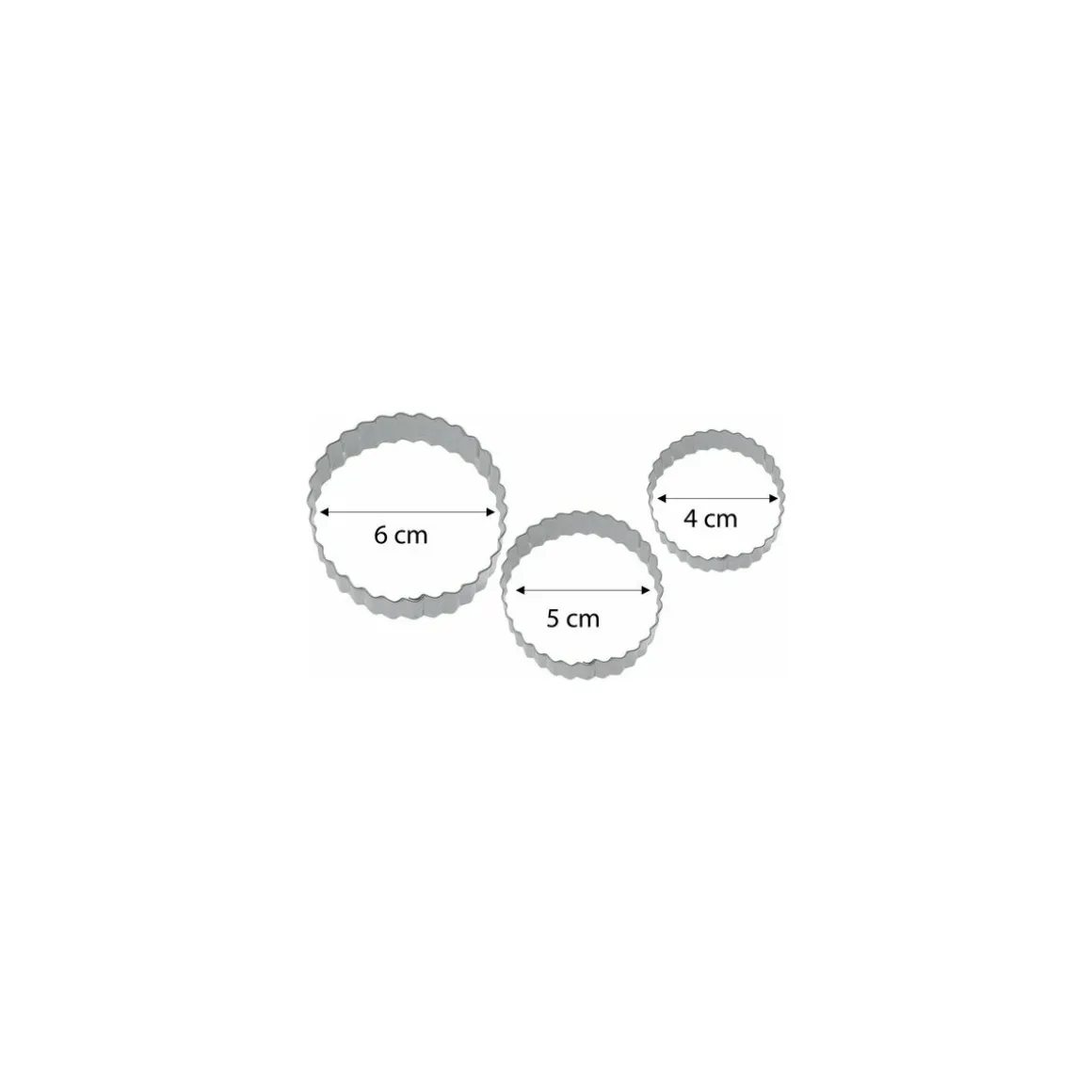 Emporte pièce inox rond cannelé 4 cm, 5 cm et 6 cm- par 3