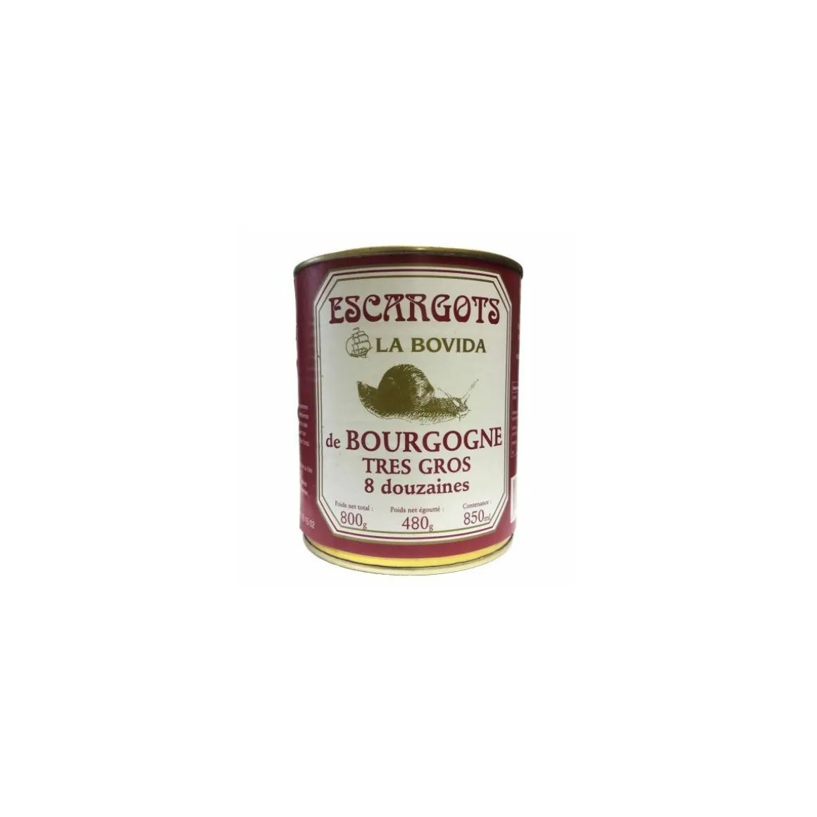 Escargot de Bourgogne très gros 8DZ boite 4/4 - par 480 g