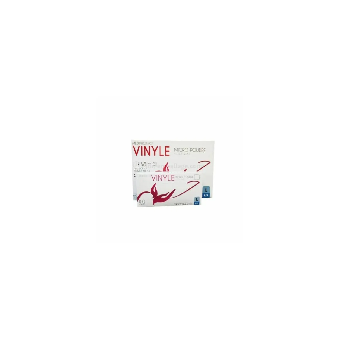 Gant vinyle blanc 8/9 L - par 100