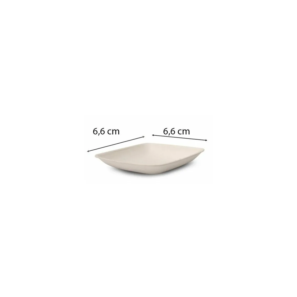 Mini assiette carrée bagasse 6,6 x 6,6 cm - par 50