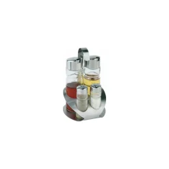 Ménagère 4 pièces sel/poivre/huile/vinaigre inox