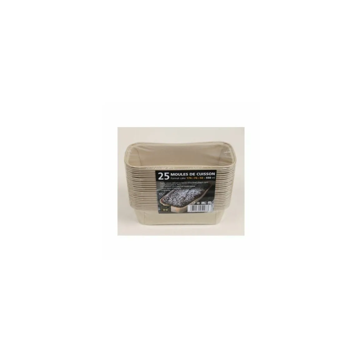 Moule de cuisson rectangulaire papier 17,6 x 7,6 x 5 cm - par 25
