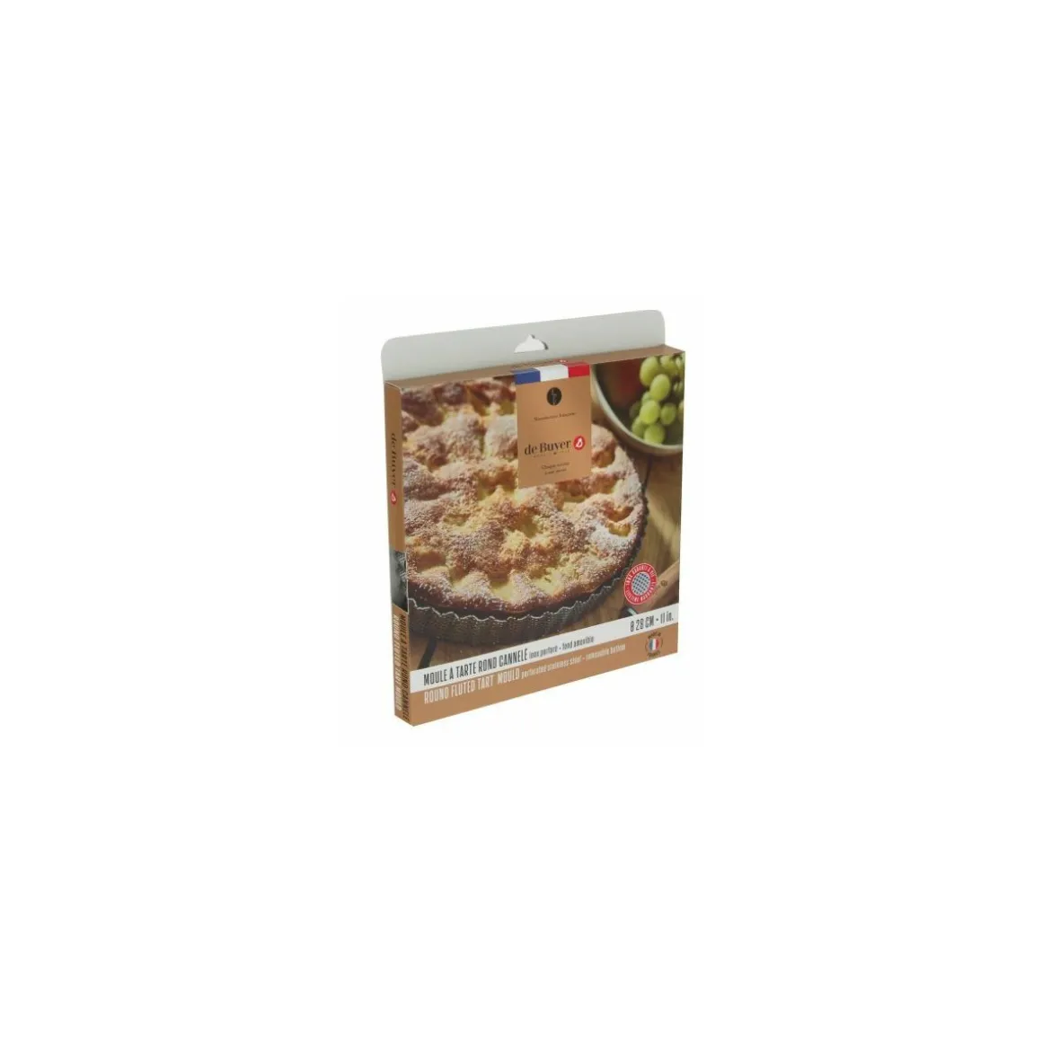 Moule à tarte inox perforé et feuille cuisson 28 cm