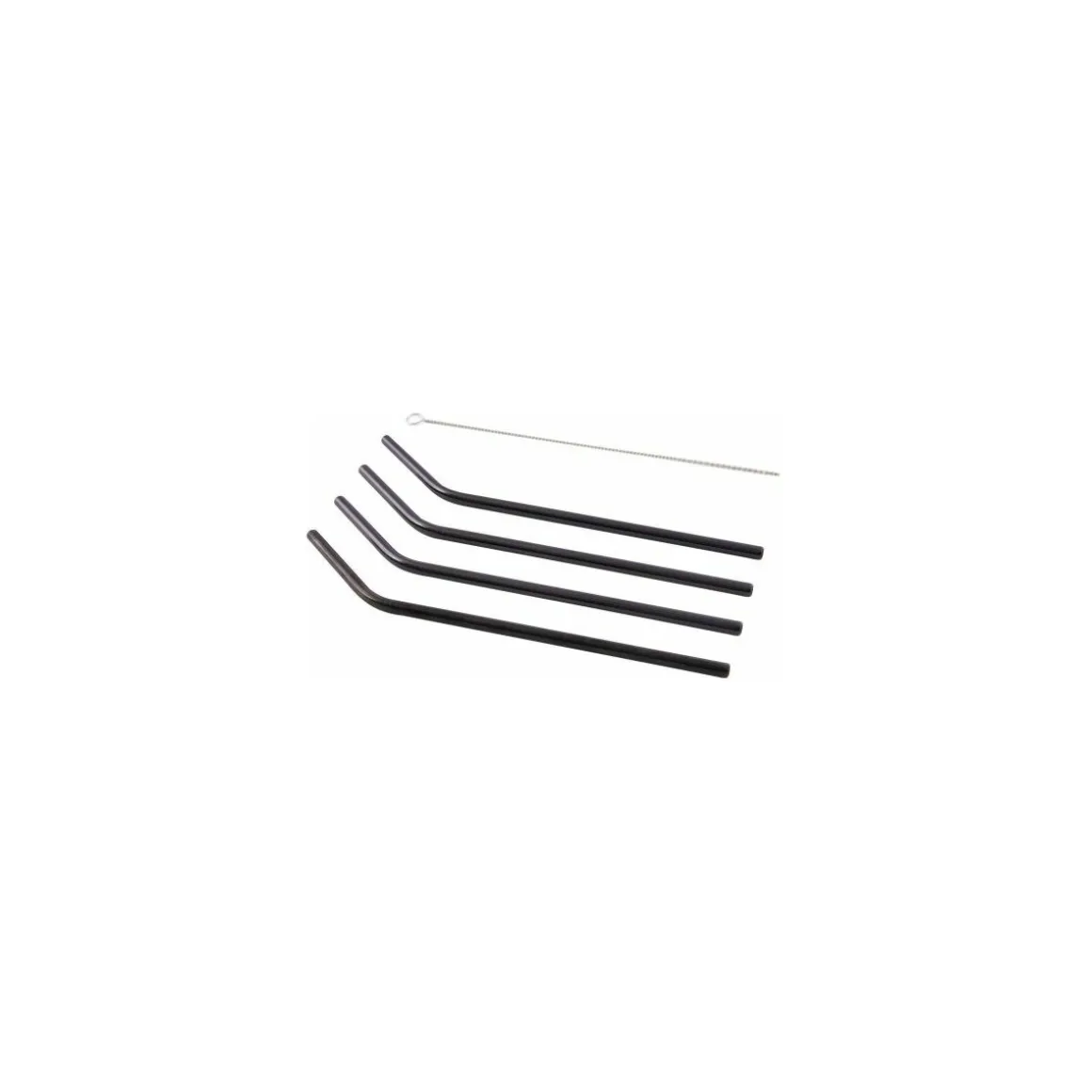 Paille inox noir avec brosse de nettoyage - par 4