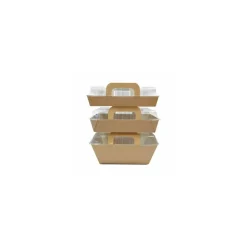 Panier chaud kraft brun ingraissable 850 ml avec couvercle - par 100
