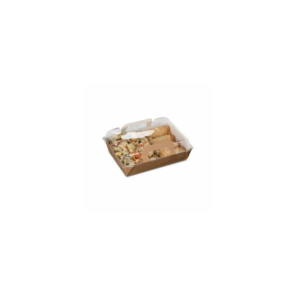 Panier chaud kraft brun ingraissable 850 ml avec couvercle - par 100