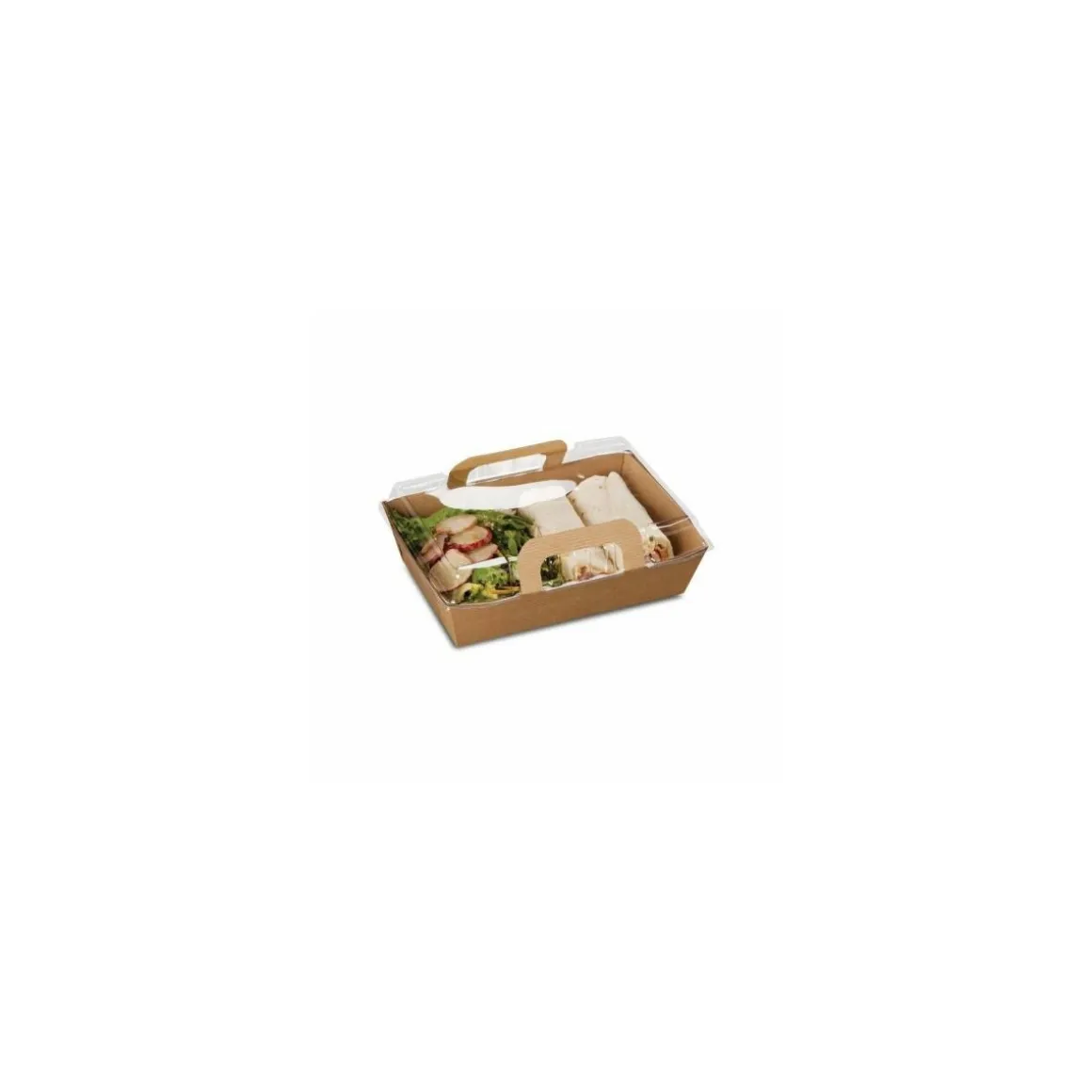 Panier chaud kraft brun ingraissable 850 ml avec couvercle - par 100