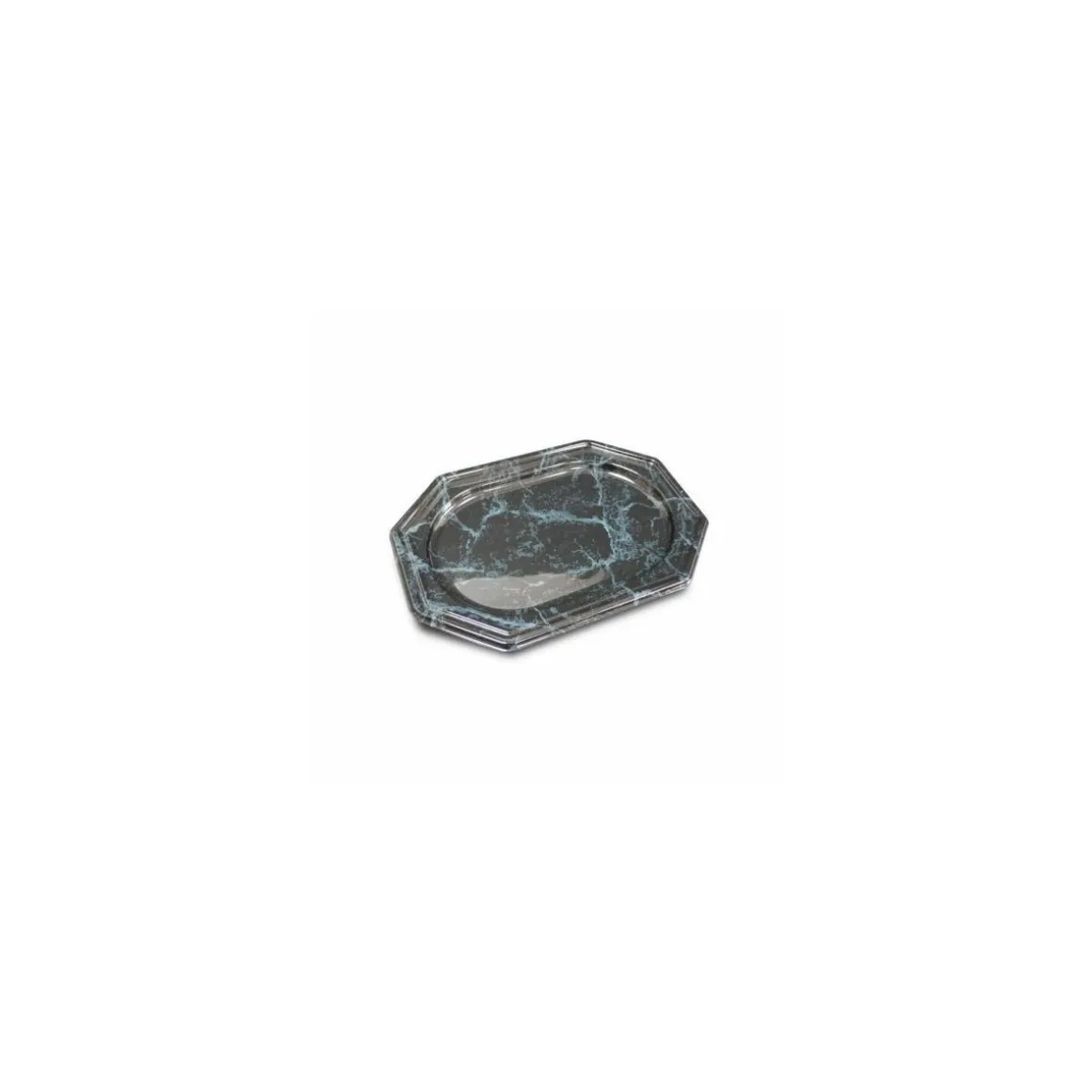Plateau octogonal PET marbré noir 35 x 25 cm - par 50