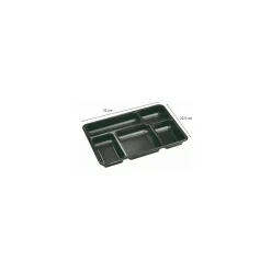 Plateau repas 5 compartiments plastique noir 32 x 22,5 x 3,4 cm - par 25