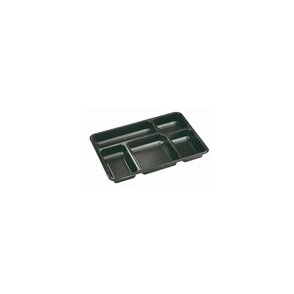 Plateau repas 5 compartiments plastique noir 32 x 22,5 x 3,4 cm - par 25