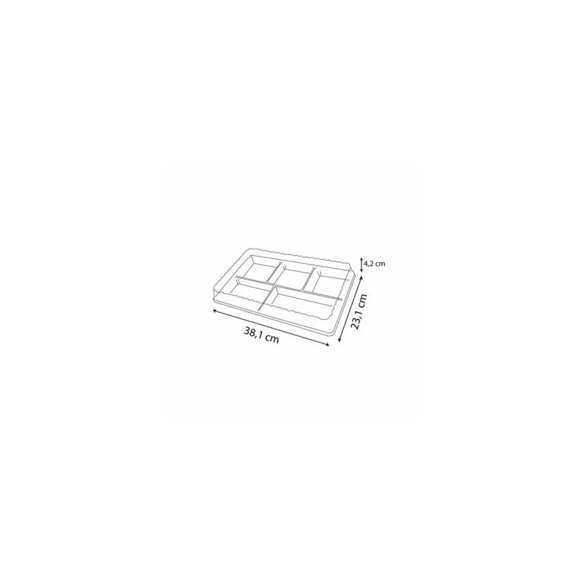 Plateau repas plastique 5 compartiments blanc 38,1 x 23,1 x 4,2 cm - par 60