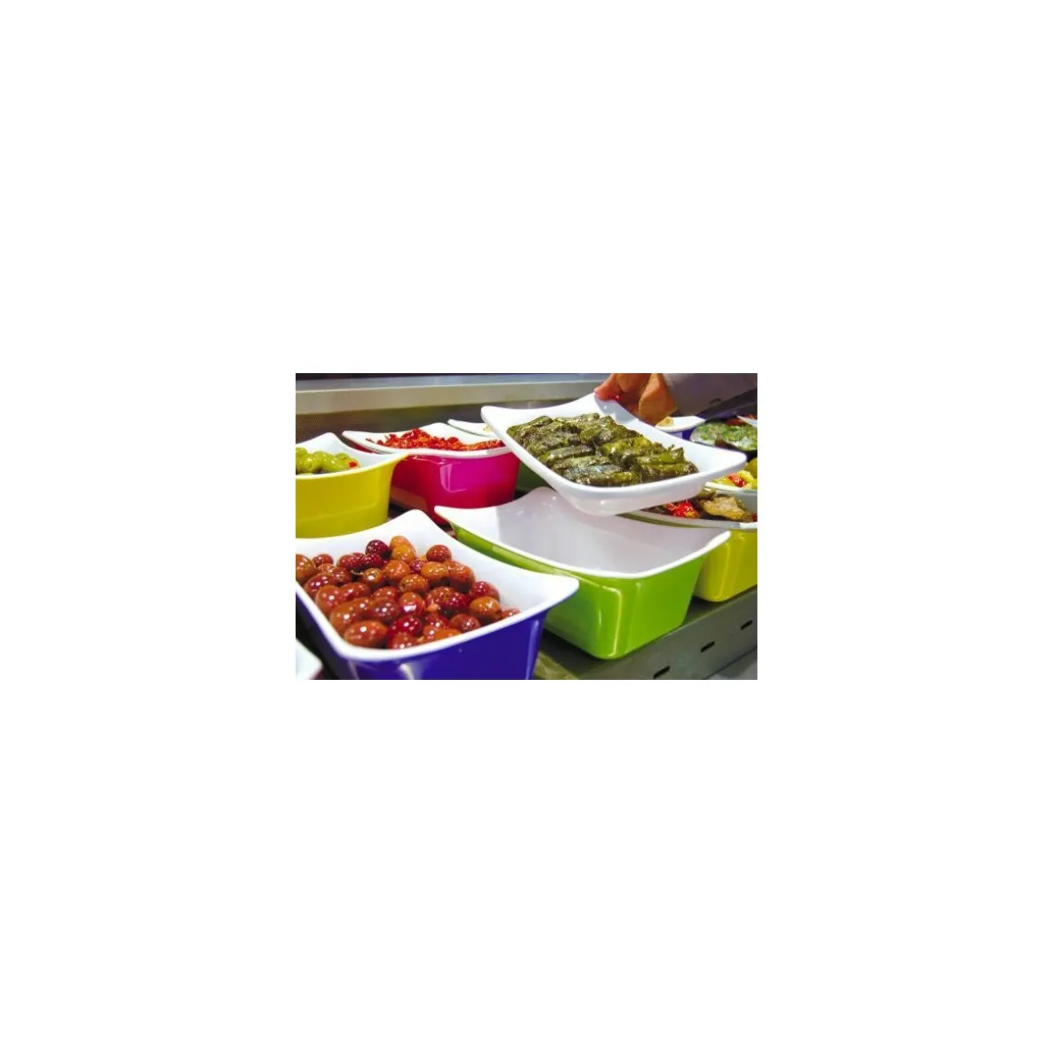 Plat mélamine Fleur Crock Vert/Blanc GN 1/4