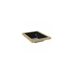 Plat mélamine noir bord bois 28 x 21 x 5 cm