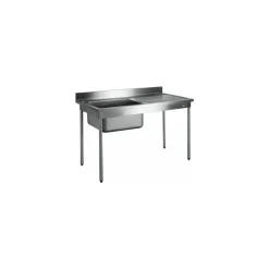 Plonge inox bac 75 L et égouttoir à gauche 120 cm