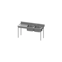 Plonge inox 2 bacs 75 L et égouttoir à gauche 180 cm