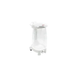 Porte sac poubelle 120 L à pédale et couvercle blanc