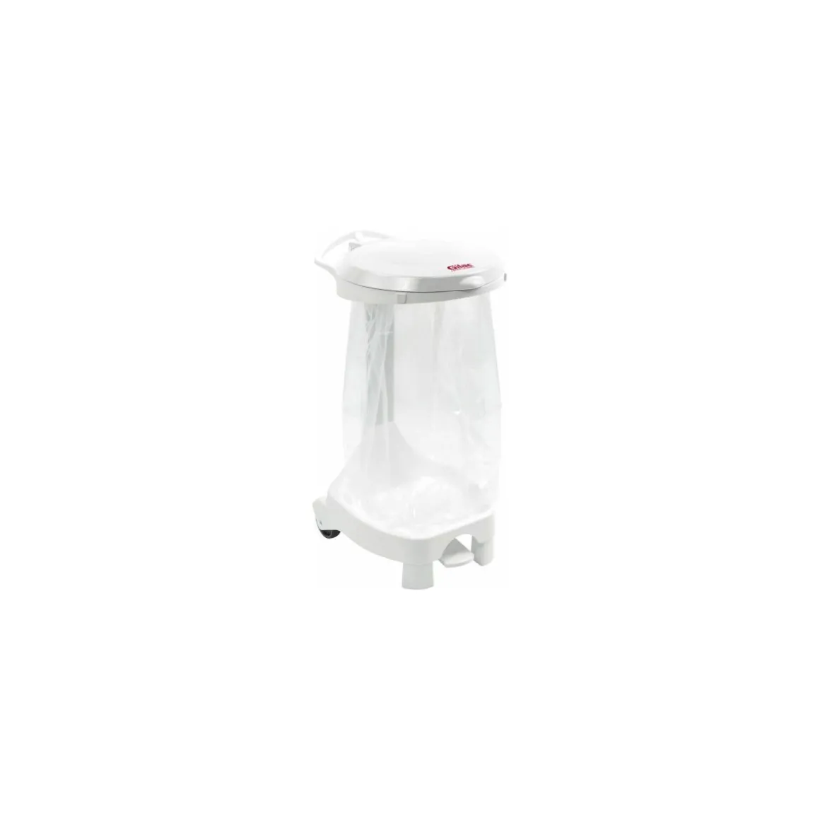 Porte sac poubelle 120 L à pédale et couvercle blanc