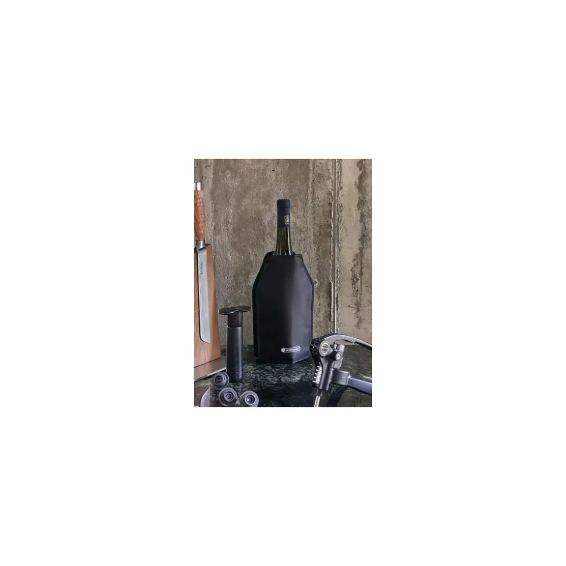 Rafraichisseur à vin housse noire pour bouteille de 75 cl