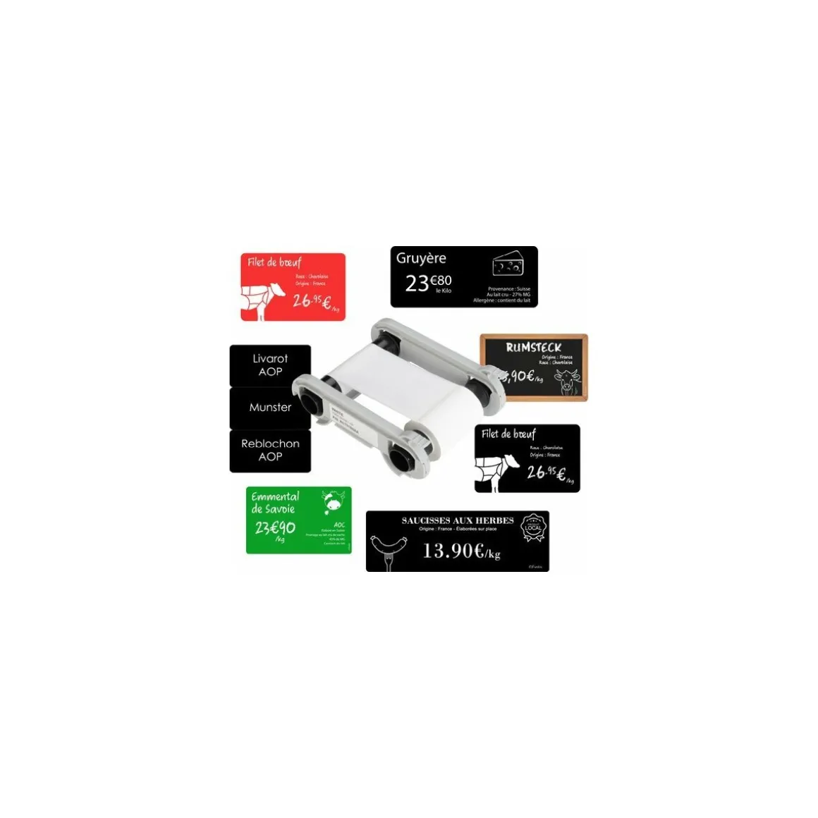 Ruban d'impression blanc imprimante Edikio Flex et Duplex carte PVC