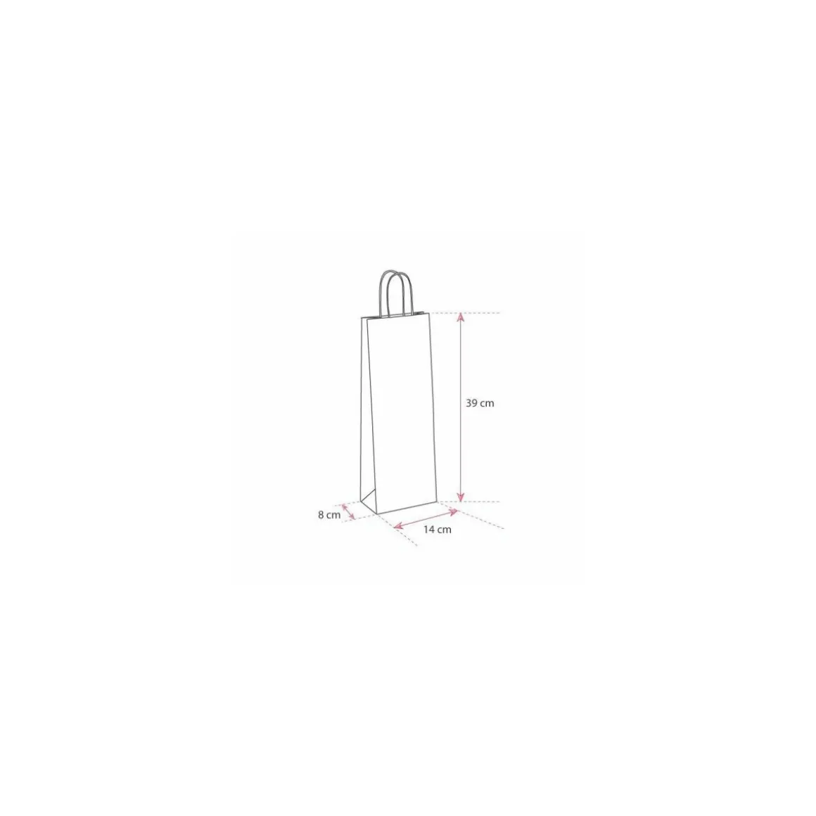 Sac bouteille kraft brun vergé 14 + 8 x 39 cm - par 50
