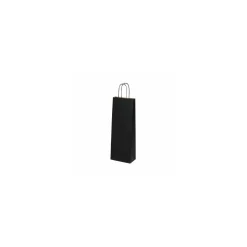 Sac bouteille kraft noir vergé 14 + 8 x 39 cm - par 50