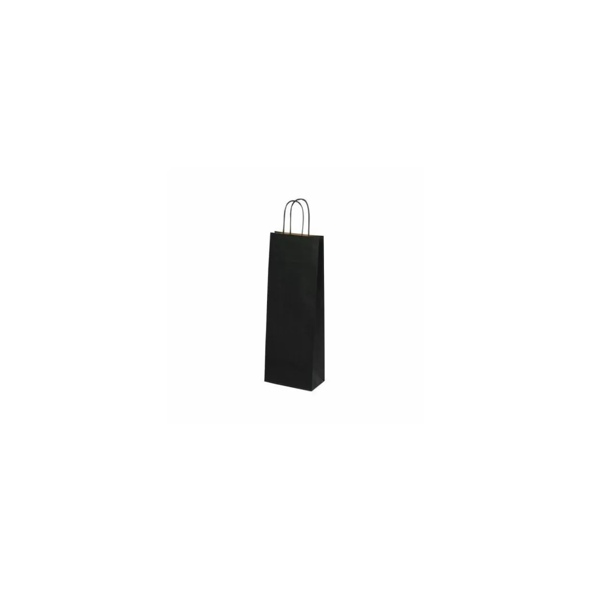 Sac bouteille kraft noir vergé 14 + 8 x 39 cm - par 50
