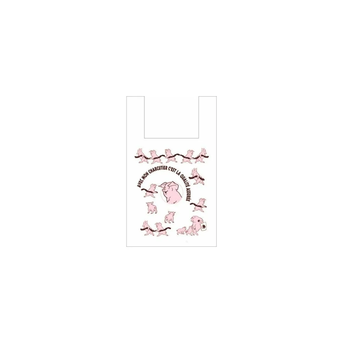 Sac bretelles blanc "Charcutier" PEBD 50 µ 50 x 30 + 7 cm - par 500