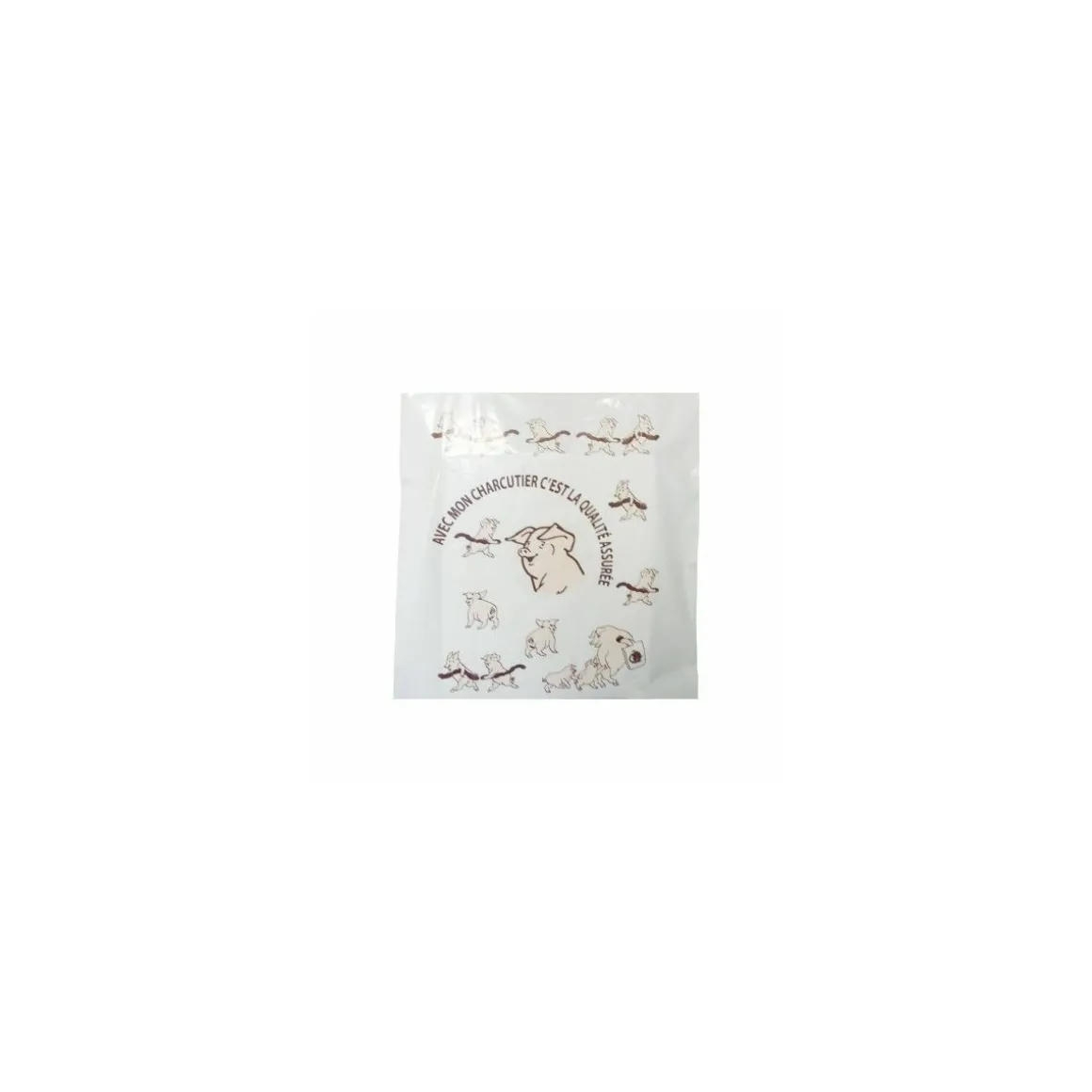 Sac bretelles blanc "Charcutier" PEBD 50 µ 50 x 30 + 7 cm - par 500