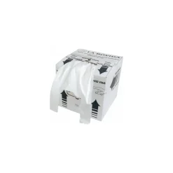 Sac bretelles blanc PEBD 50 µ - 49 x 27 + 9 cm en boite distributrice - par 500