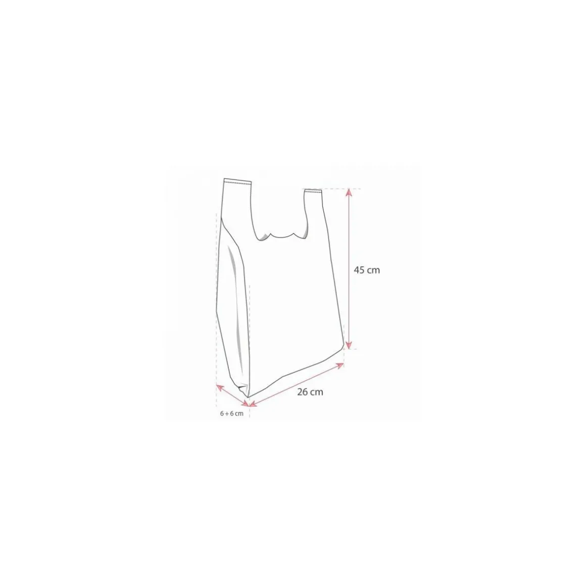 Sac bretelles blanc PEBD 50 µ - 45 x 26 + 6 cm - par 500