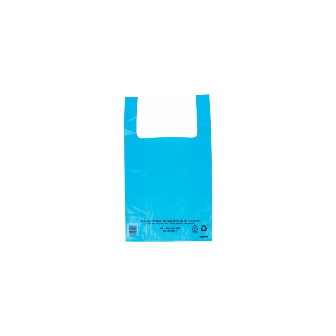 Sac bretelles bleu PEBD 50 µ 45 x 26 + 6 cm - par 500