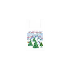 Sac bretelles "Joyeuses fêtes" PEBD 50 µ 50 x 30 + 7 cm - par 500