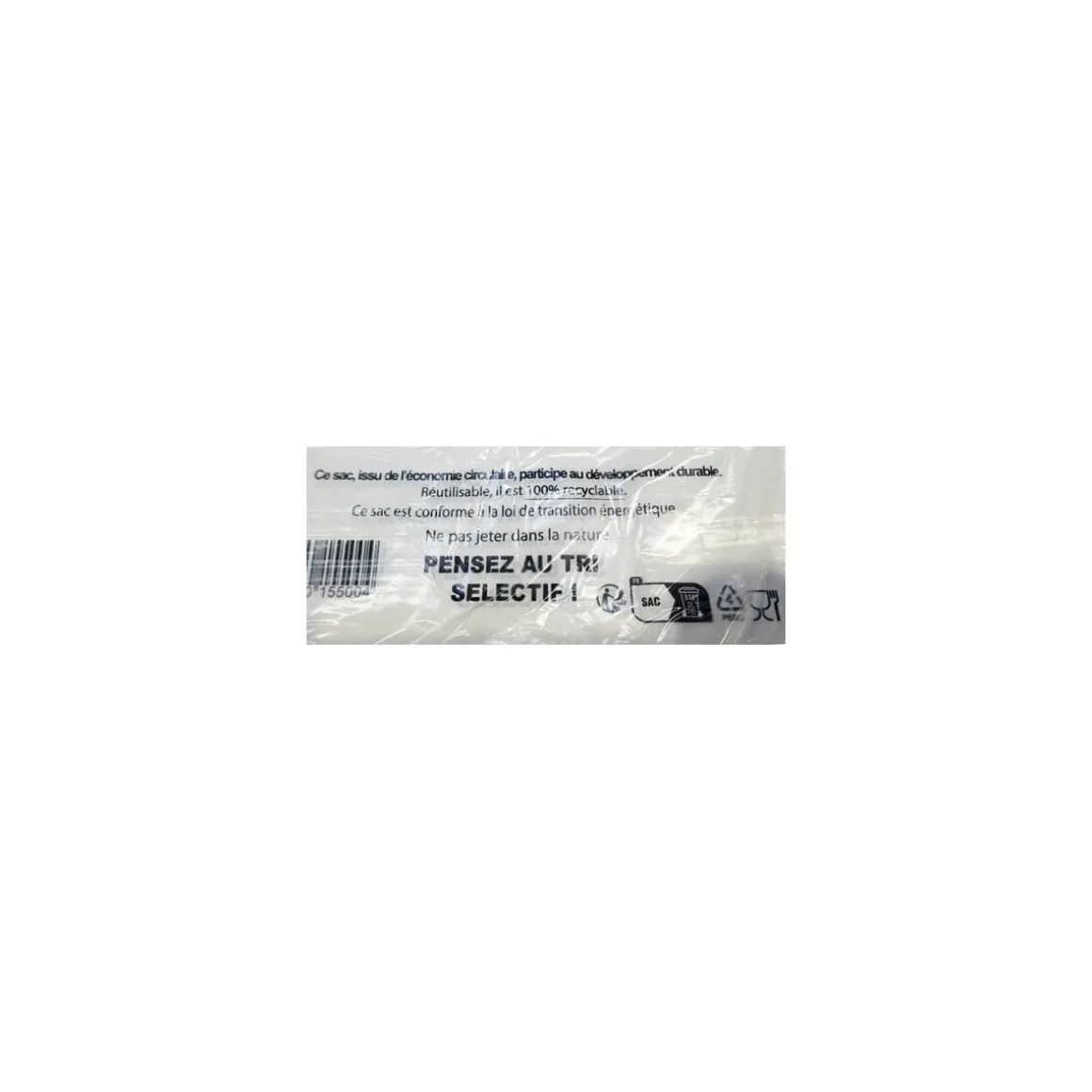 Sac bretelles plastique BD 50 microns blanc 21 x 6 + 6 x 40 cm - par 1000