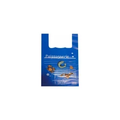 Sac bretelles "Poissonnerie" PEBD 50 µ 45 x 26 + 6 cm - par 500
