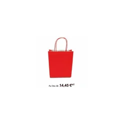 Sac cabas rouge à poignées torsadées 18 x 8 x 22 cm - par 50