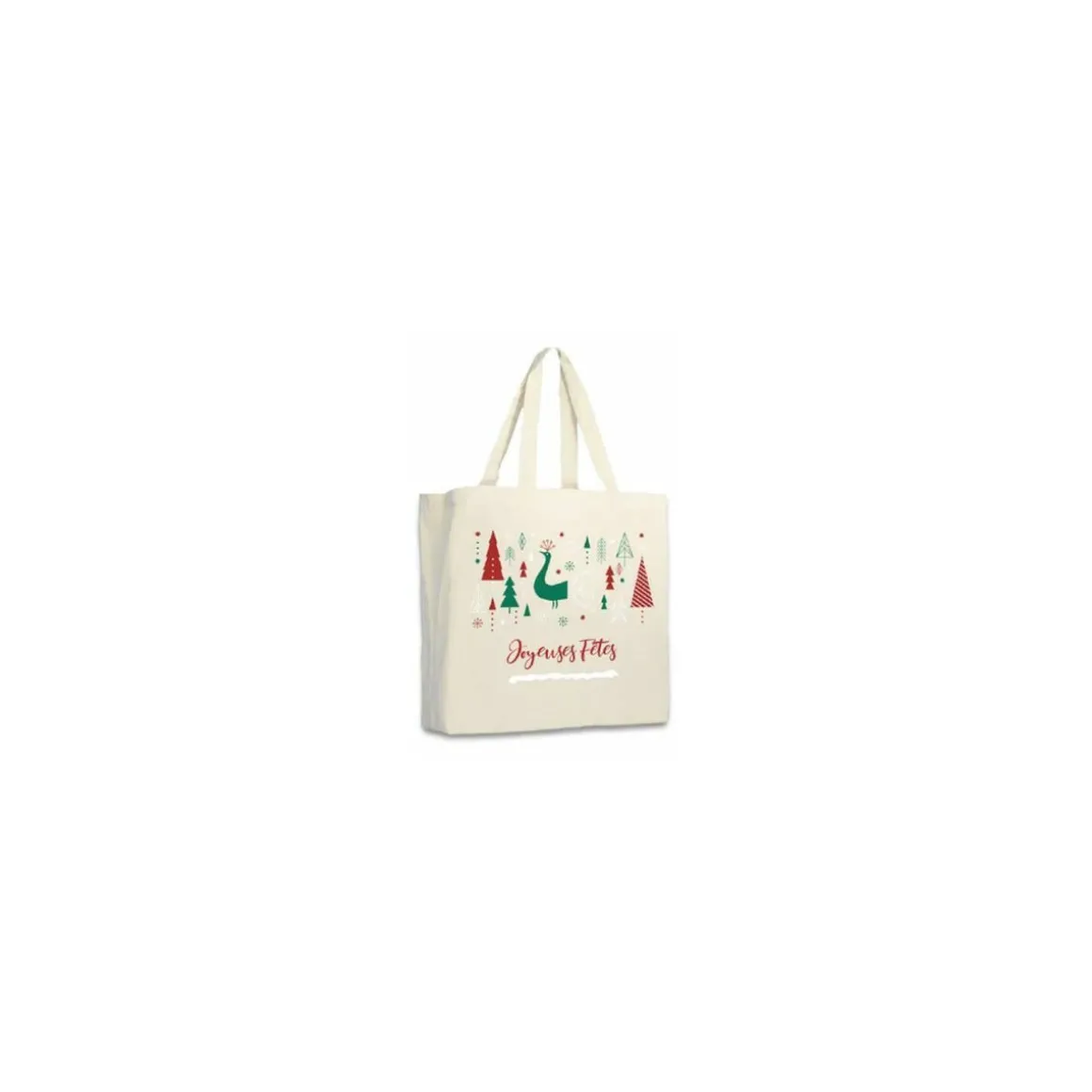 Sac coton "Joyeuses fêtes" 37 x 36 + 22 cm - par 100