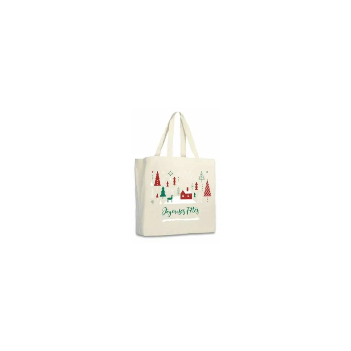 Sac coton "Joyeuses fêtes" 37 x 36 + 22 cm - par 100
